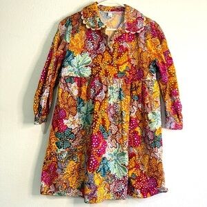 Kika Vargas Colorful Floral Long-Sleeved Cotton Mini-Dress or Tunic. Sz S.
